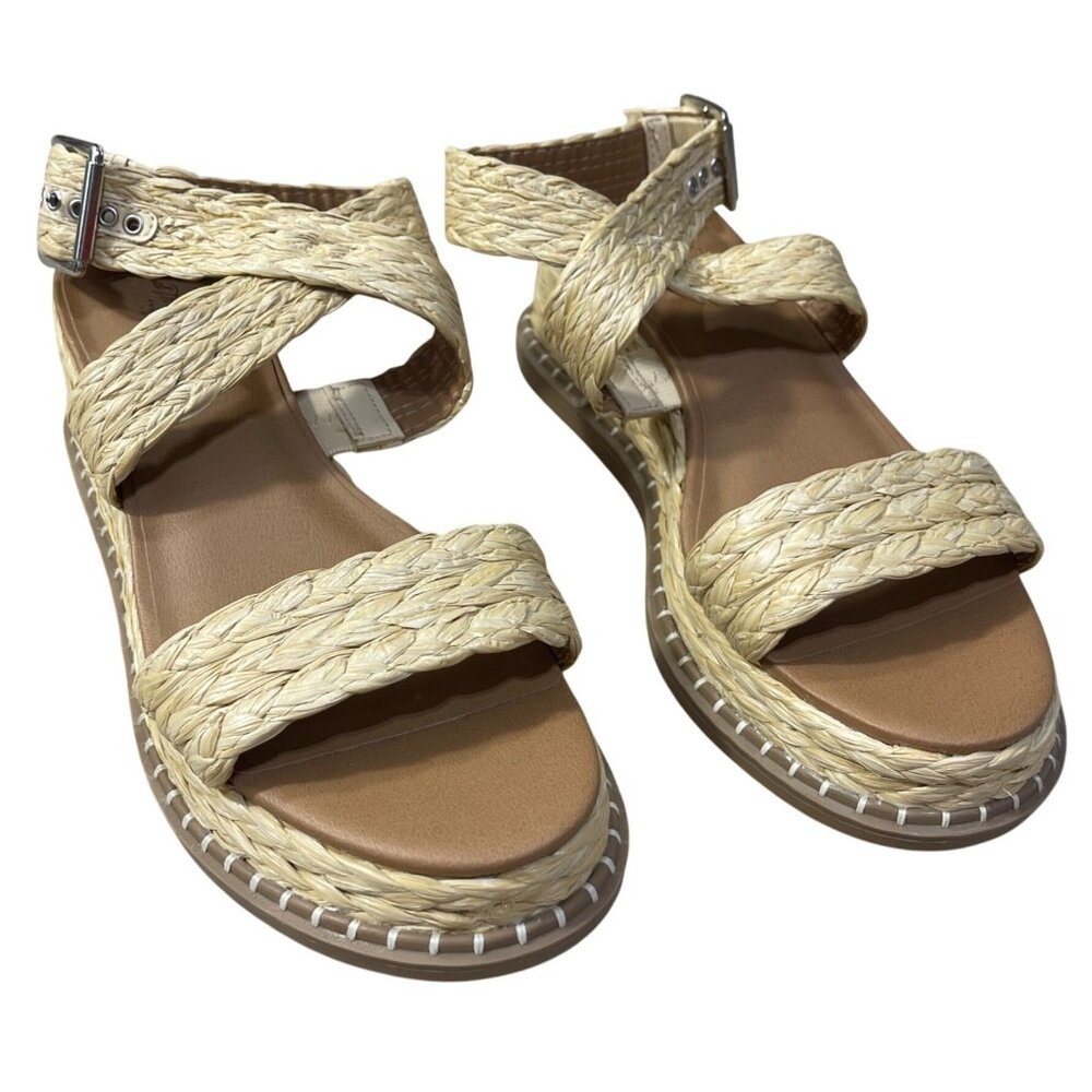 Universal Thread Platform Straw Sandal Size 8 Cro… - image 1